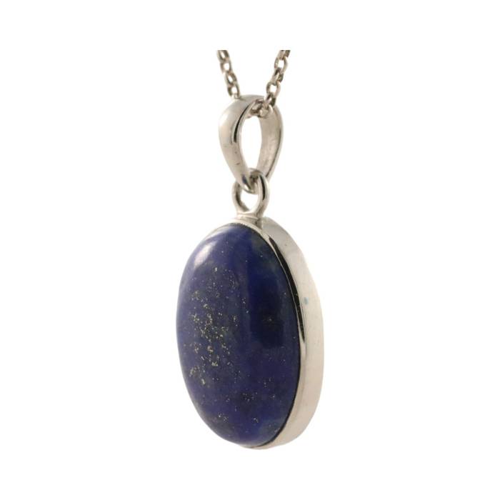 Effortlessly Chic: Lapis Lazuli Silver Oval Pendant for a Touch of Elegance - Image 3
