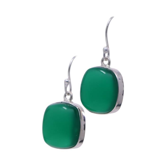Sparkle with Style: Premium Square Green Onyx Earrings for a Touch of Elegance - Image 3