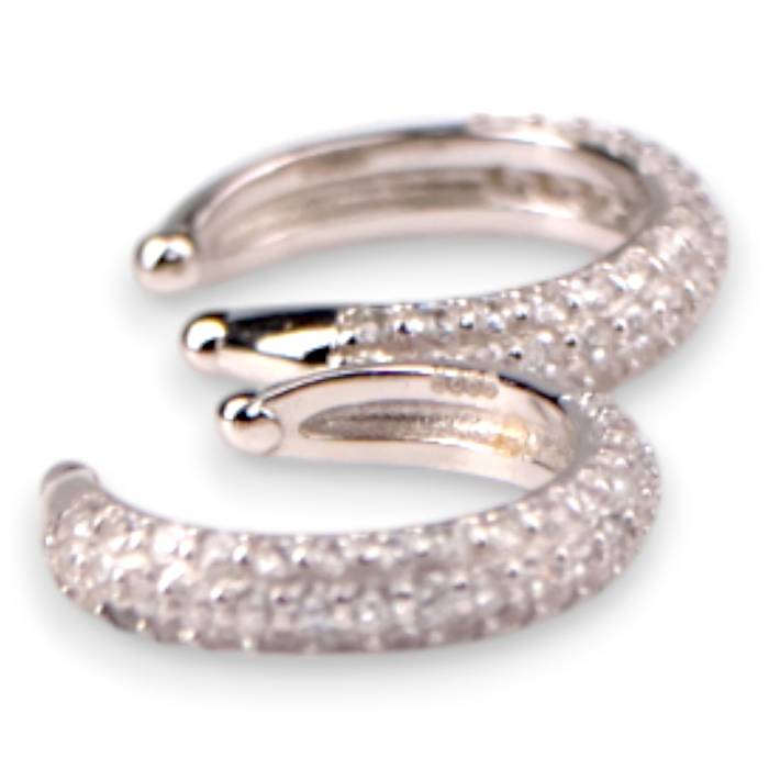 Sterling Silver Cubic Zirconia Ear Clips – White Gold Plated Sparkling Ear Clips - Image 4