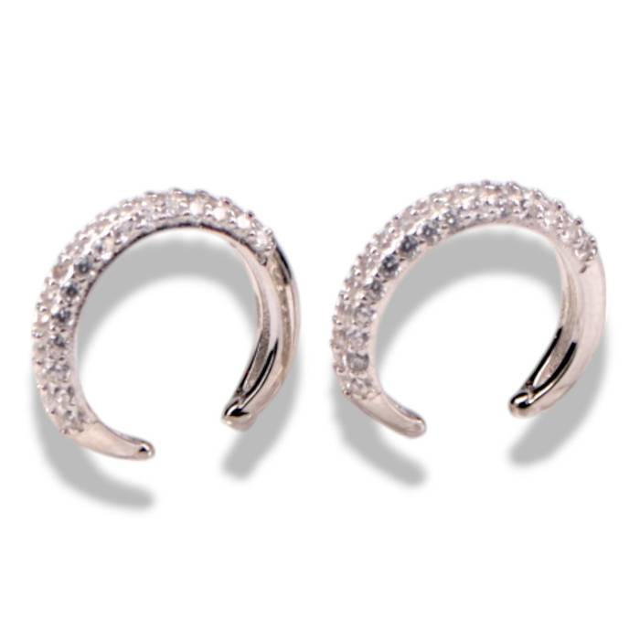Sterling Silver Cubic Zirconia Ear Clips – White Gold Plated Sparkling Ear Clips - Image 5
