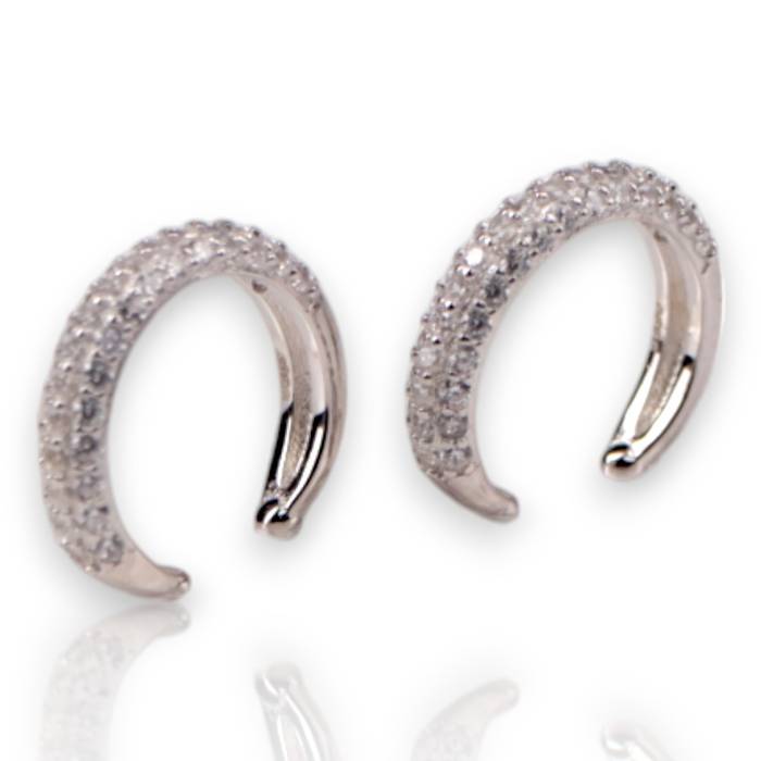 Sterling Silver Cubic Zirconia Ear Clips – White Gold Plated Sparkling Ear Clips - Image 6