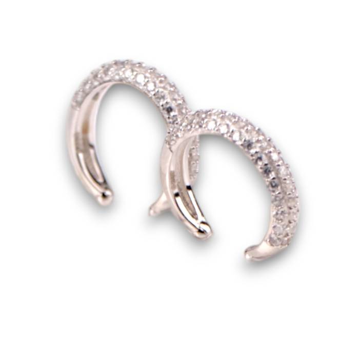 Sterling Silver Cubic Zirconia Ear Clips – White Gold Plated Sparkling Ear Clips - Image 7