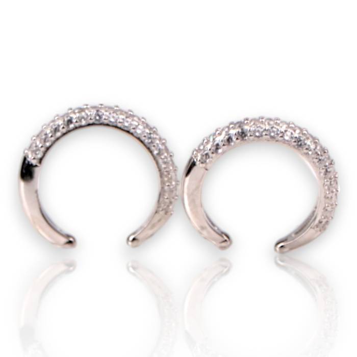 Sterling Silver Cubic Zirconia Ear Clips – White Gold Plated Sparkling Ear Clips - Image 8