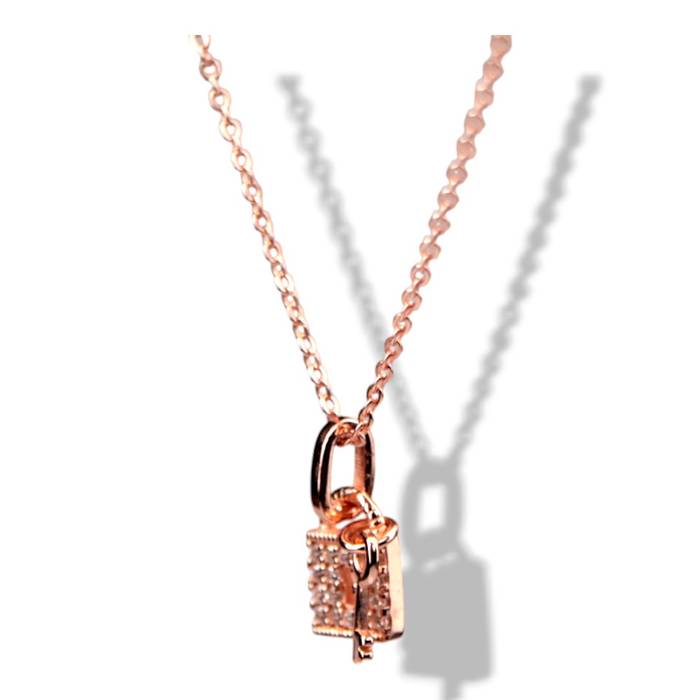 Cubic Zirconia Lock Key Pendant Necklace – Rose Gold Chain, Dainty Jewelry Gift for Women - Image 8