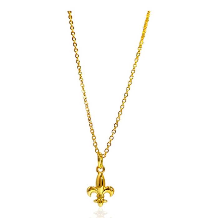 Elegant Fleur de Lys Pendant – 18K Gold Plated Sterling Silver French Jewelry Necklace