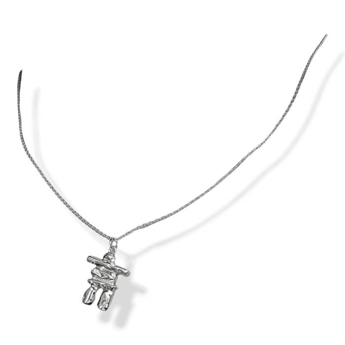 Inuksuk Pendant in White Gold Plated Sterling Silver – Unique Canadian Jewelry Gift - Image 2