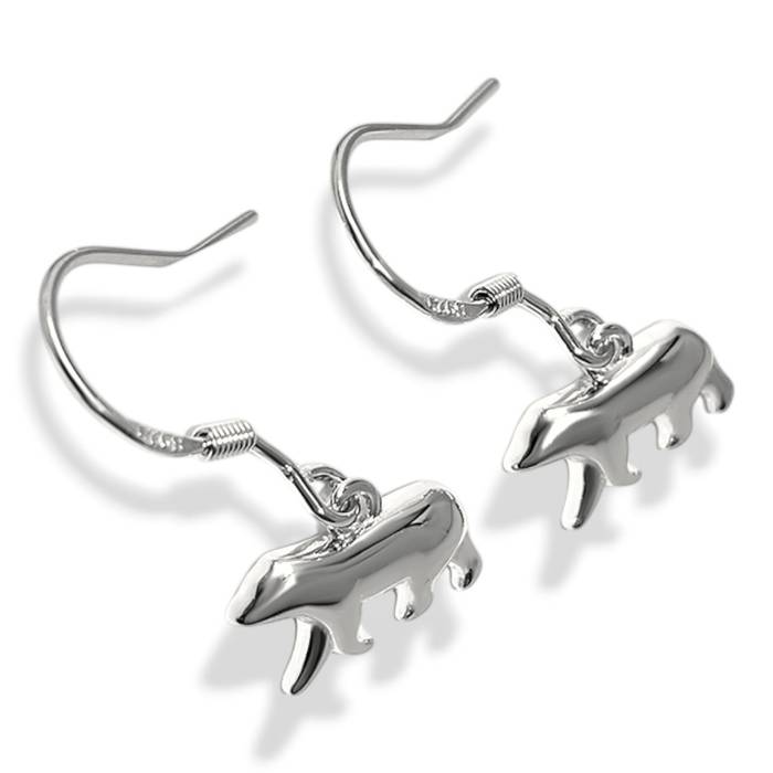 Polar Bear Hanging Earrings White Gold Plated Sterling Silver | Cute Animal Drop Jewelry for Women - Image 6