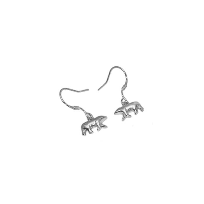 Polar Bear Hanging Earrings White Gold Plated Sterling Silver | Cute Animal Drop Jewelry for Women - Image 3