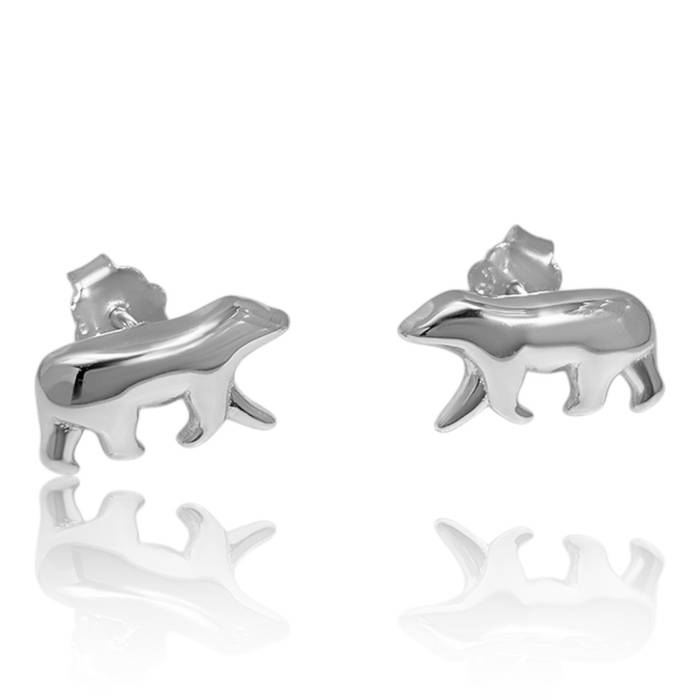 Polar Bear Stud Earrings – White Gold Plated Sterling Silver Animal Jewelry for Women Gift - Image 4