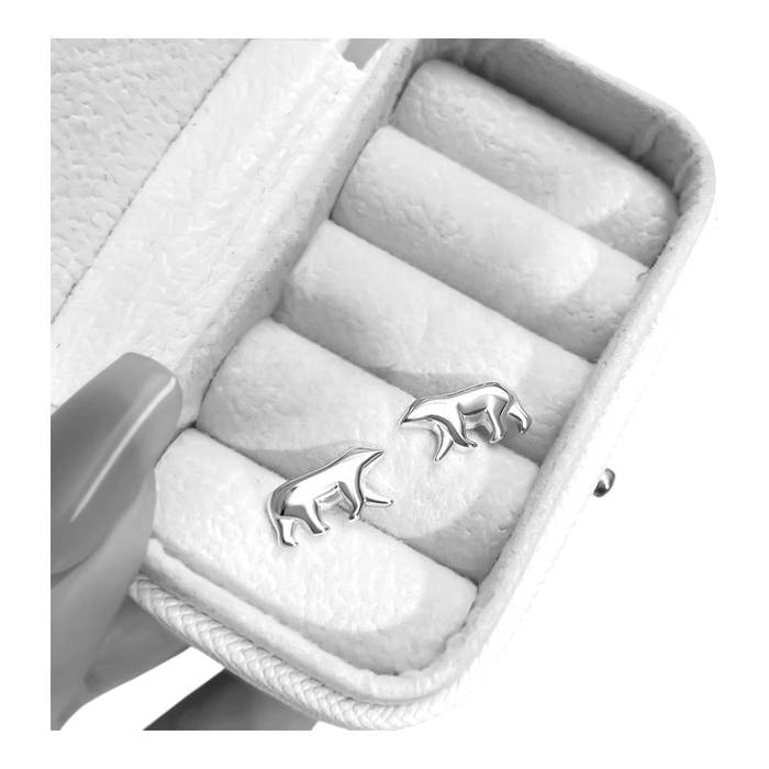 Polar Bear Stud Earrings – White Gold Plated Sterling Silver Animal Jewelry for Women Gift - Image 2