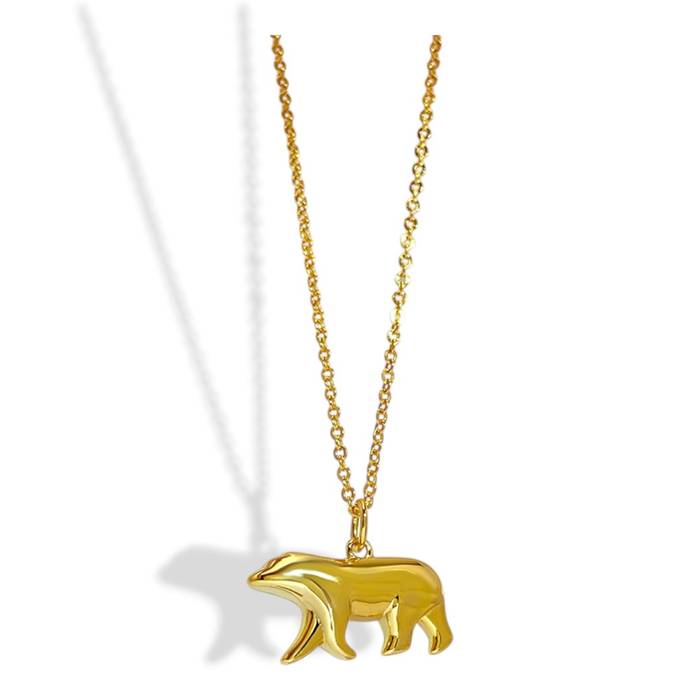 Polar Bear Pendant Necklace – 18K Gold Plated Sterling Silver | Unique Animal Jewelry Gift for Women - Image 3