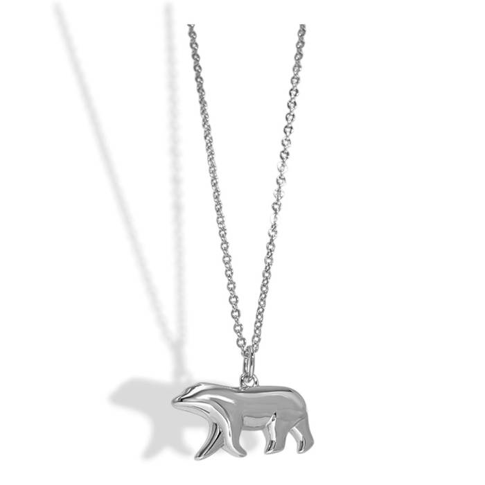 Polar Bear Pendant Necklace – White Gold Plated Sterling Silver | Unique Animal Jewelry Gift for Women - Image 3