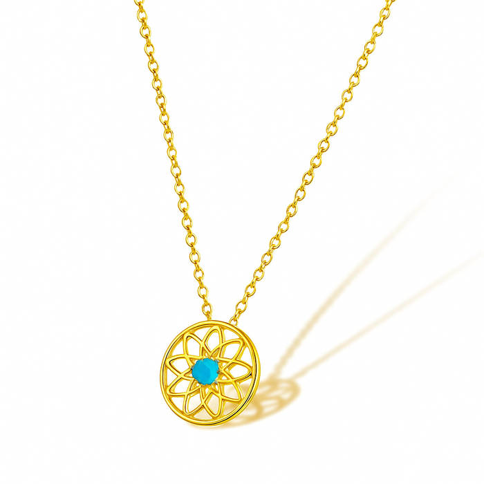 Blue Stone Dreamcatcher Necklace – 18K Gold Plated Sterling Silver Pendant, Unique Featherless Jewelry Gift - Image 3