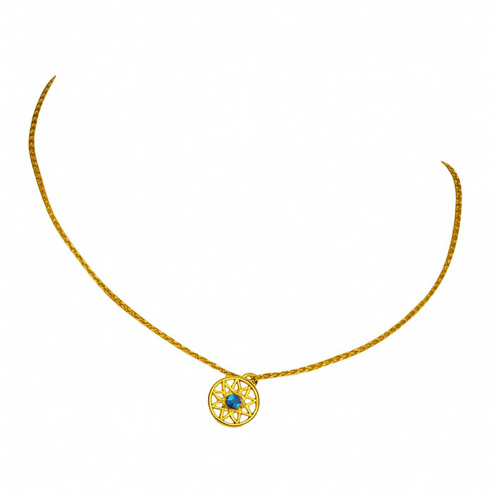 Blue Stone Dreamcatcher Necklace – 18K Gold Plated Sterling Silver Pendant, Unique Featherless Jewelry Gift - Image 4