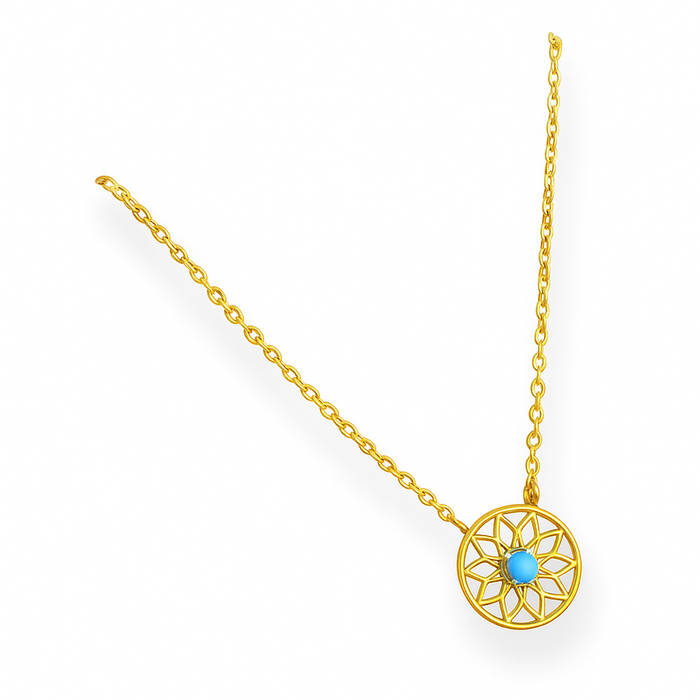 Blue Stone Dreamcatcher Necklace – 18K Gold Plated Sterling Silver Pendant, Unique Featherless Jewelry Gift - Image 5