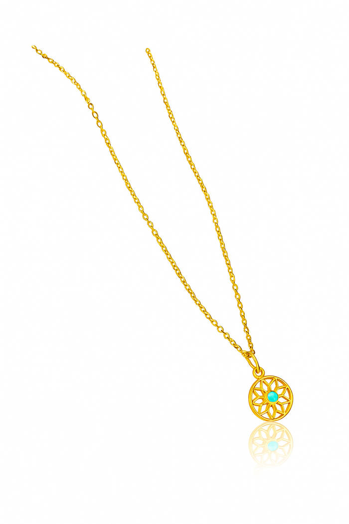 Blue Stone Dreamcatcher Necklace – 18K Gold Plated Sterling Silver Pendant, Unique Featherless Jewelry Gift - Image 6