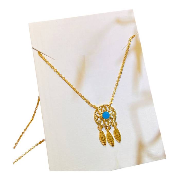 Elegant Blue Stone Dreamcatcher 18K Gold Plated Sterling Silver Pendant Necklace – Luxury Gift for Women Jewelry - Image 2