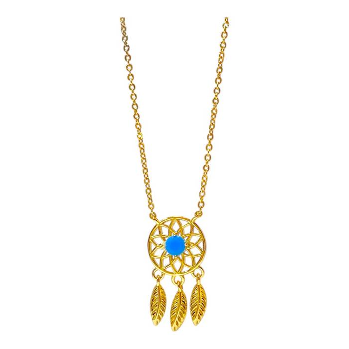 Elegant Blue Stone Dreamcatcher 18K Gold Plated Sterling Silver Pendant Necklace – Luxury Gift for Women Jewelry - Image 5