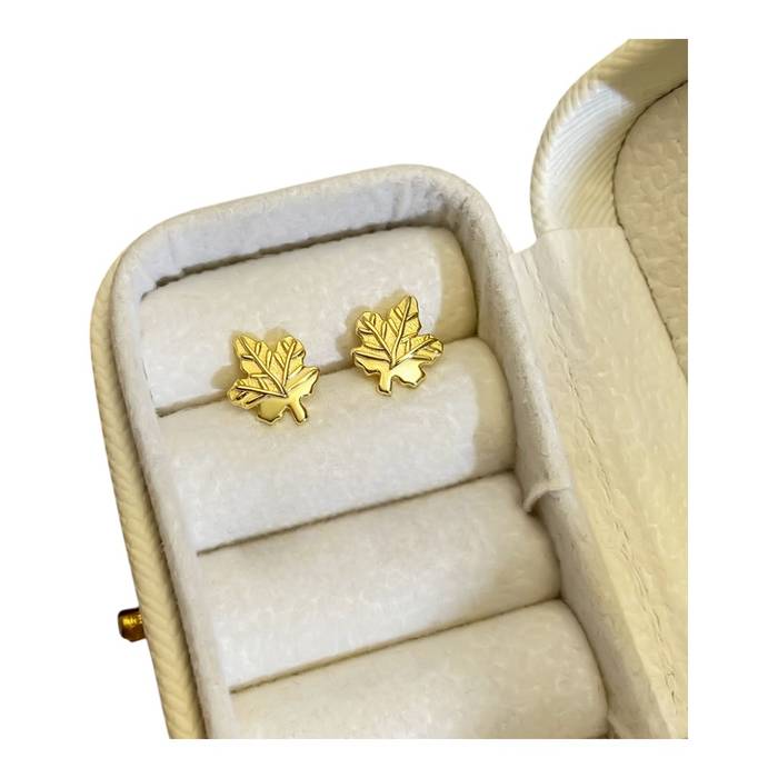 18K Gold Plated Maple Leaf Earrings – Sterling Silver Women’s Fashion Jewelry, Trendy Statement Earrings - Image 7