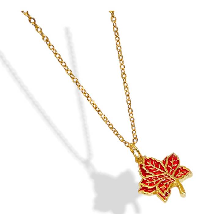 18K Gold Plated Red Enamel Maple Leaf Pendant Necklace – Sterling Silver Jewelry for Women - Image 4