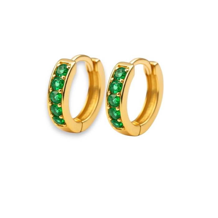 Elegant Green Cubic Zirconia Sterling Silver Earrings – Gold Plated Gemstone Jewelry for Women - Image 3
