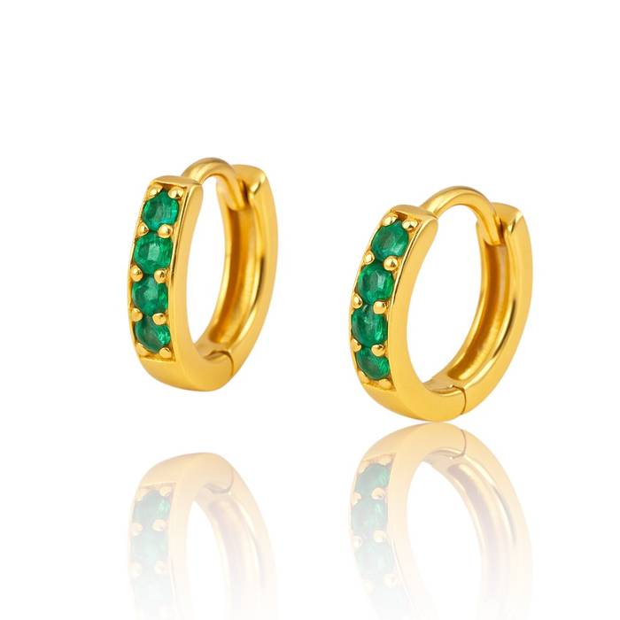 Elegant Green Cubic Zirconia Sterling Silver Earrings – Gold Plated Gemstone Jewelry for Women - Image 7