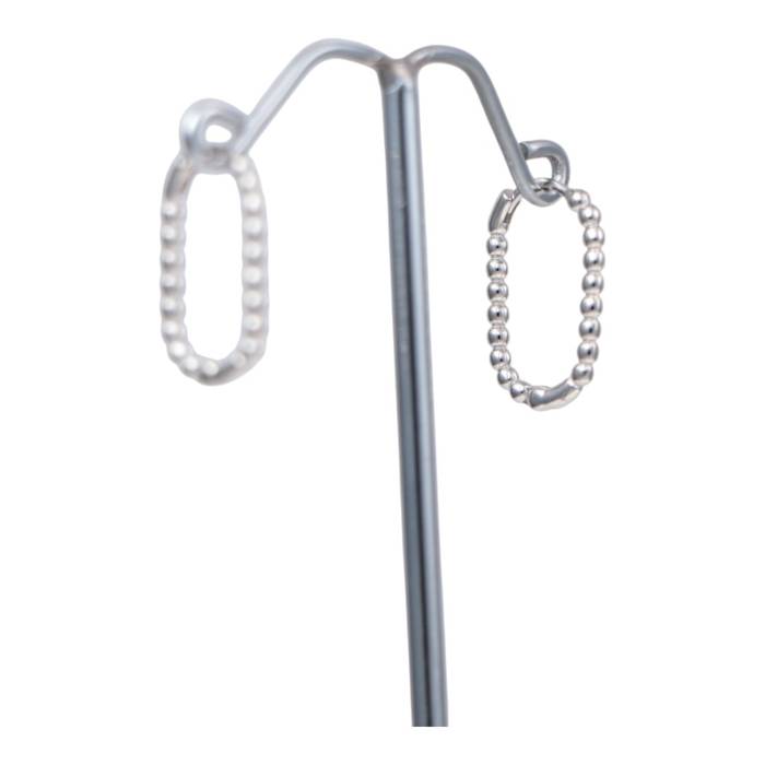 White Gold Plated Sterling Silver Hoop Earrings – Ball Chain Design, Hypoallergenic Jewelry - Image 9