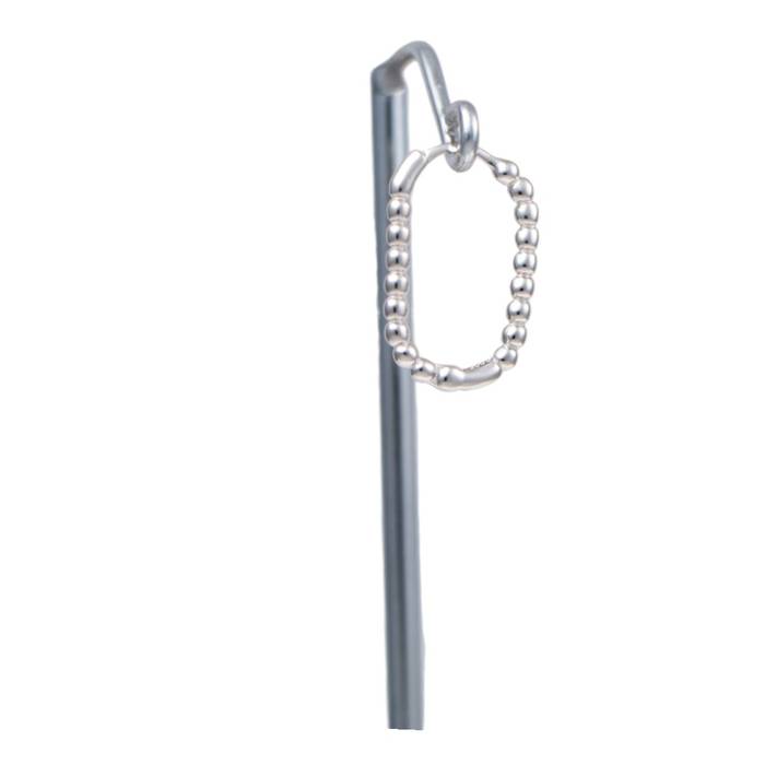 White Gold Plated Sterling Silver Hoop Earrings – Ball Chain Design, Hypoallergenic Jewelry - Image 8