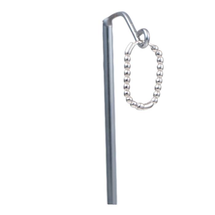 White Gold Plated Sterling Silver Hoop Earrings – Ball Chain Design, Hypoallergenic Jewelry - Image 7