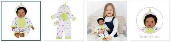 Chad Valley Tiny Treasures Polka Dot Dinosaur All In One Dolls Outfit Images