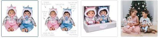 Chad Valley Tiny Treasures Sparkle Dolls Unicorn Twin Set Images