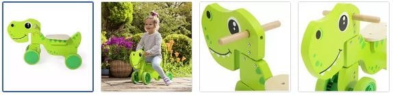 Chad Valley Dinosaur Ride On - Green Images