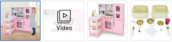 Chad Valley Wooden Kitchen With Breakfast Bar - Pink (2023 version) Images