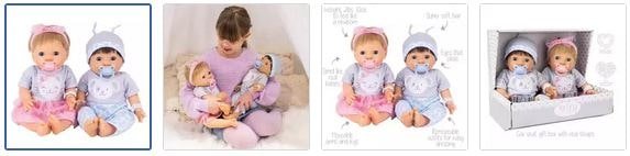 Chad Valley Tiny Treasures Puppy and Kitten Baby Doll Twin Set Images