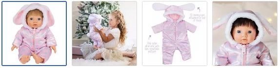 Chad Valley Tiny Treasures Snow Bunny Baby Doll Outfit Images
