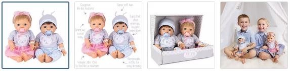 Chad Valley Tiny Treasures Puppy & Kitten Twin Doll Set Images