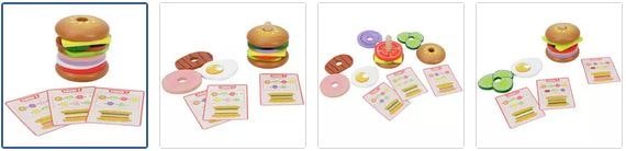 Chad Valley Wooden Burger Stack Game Images