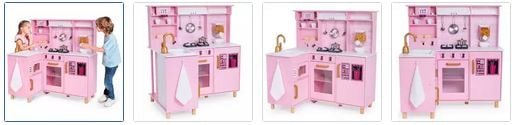 Chad Valley Wooden Kitchen with Breakfast Bar - Pink Images