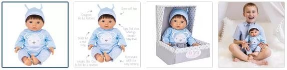 Chad Valley Tiny Treasures Doll in Blue Bear Outfit Images