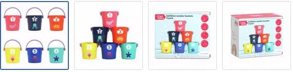 Chad Valley Bathtime Number Buckets 6 Pack Images
