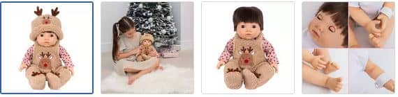 Chad Valley Tiny Treasures Christmas Festive Reindeer Baby Doll Images