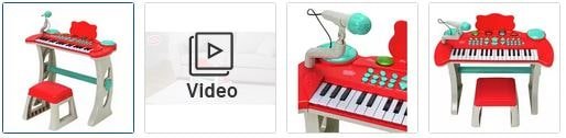 Chad Valley Keyboard Stand and Stool - Red Images