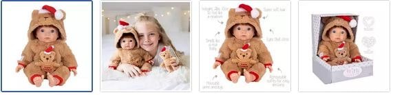 Chad Valley Tiny Treasures Christmas Teddy Baby Doll Images