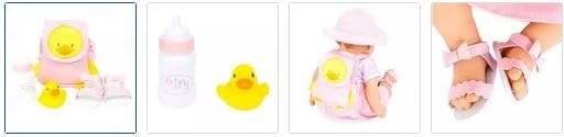 Chad Valley Tiny Treasures Ducky Outfit Accessory Set Pink Images