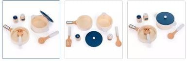 Chad Valley Wooden Pots and Pans Set Images