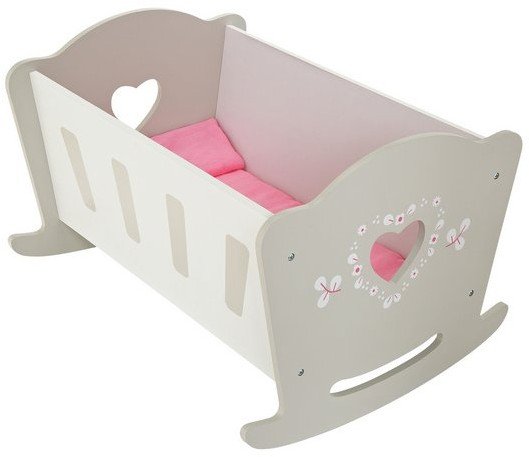 Wooden Toy Cradle, White Wooden Doll Cradle