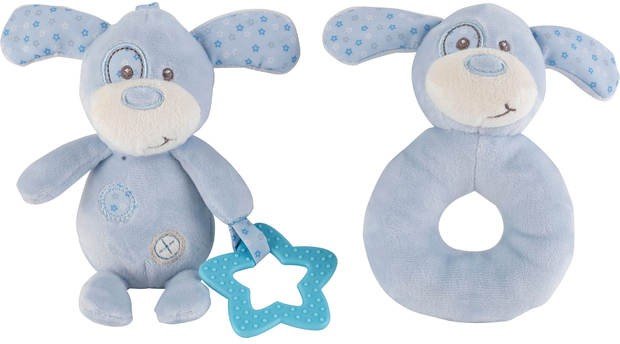 Chad Valley Baby Ring And Teether Blue Puppy