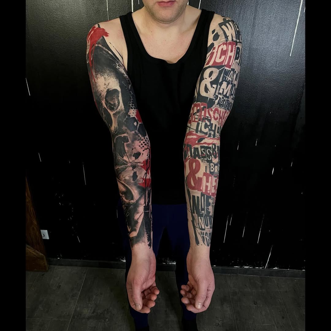 Trash Polka tattoo by Guido