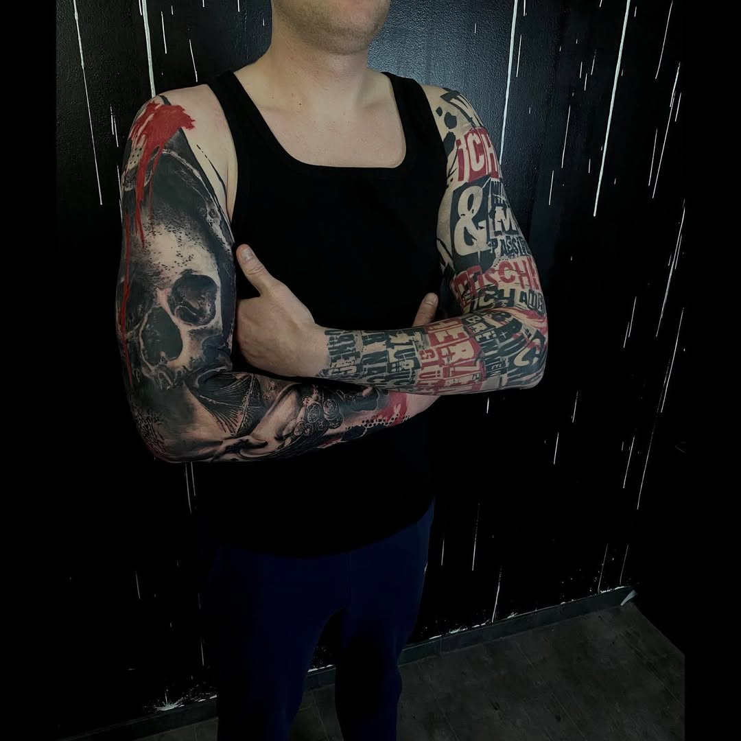 Trash Polka tattoo by Guido
