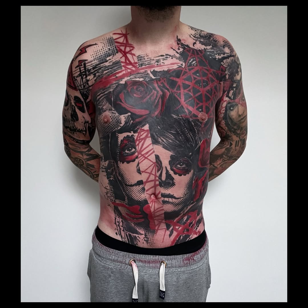 Trash Polka tattoo by Guido